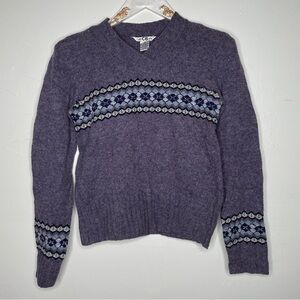 CODE BLEU WOOL BLEND V NECK WINTER FAIR ISLE PATTERN STYLE SWEATER AS IS